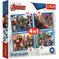 TREFL Puzzle Statočné Avengers 4v1 (35,48,54,70 dielikov)