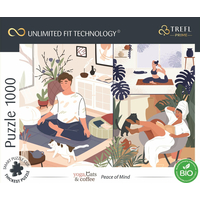 TREFL Puzzle UFT Yoga, Cats & Coffee: Pokoj v duši 1000 dielikov