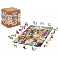 WOODEN CITY Drevené puzzle Mačiatka v Hollywoode 2v1, 75 dielikov EKO