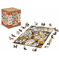 WOODEN CITY Drevené puzzle Mačiatka v Londýne 2v1, 75 dielikov EKO