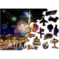 WOODEN CITY Drevené puzzle Nočný Paríž 2v1, 300 dielikov EKO
