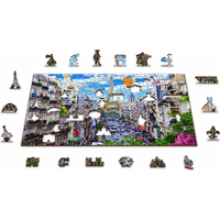 WOODEN CITY Drevené puzzle Rušný Paríž 2v1, 150 dielikov EKO