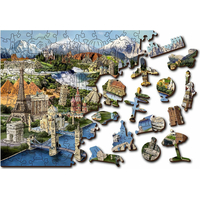WOODEN CITY Drevené puzzle Svetové pamiatky 2v1, 300 dielikov EKO