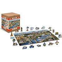 WOODEN CITY Drevené puzzle Svetové pamiatky 2v1, 75 dielikov EKO