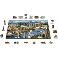 WOODEN CITY Drevené puzzle Svetové pamiatky 2v1, 75 dielikov EKO