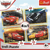 Trefľ Puzzle Autá 3: Pripraviť, pozor, teraz! 4v1 (35,48,54,70 dielikov)