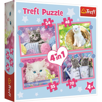 TREFL Puzzle Veselé mačičky 4v1 (35,48,54,70 dielikov)