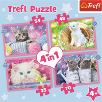TREFL Puzzle Veselé mačičky 4v1 (35,48,54,70 dielikov)
