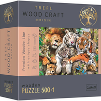 TREFL Wood Craft Origin puzzle Divoké mačky v džungli 501 dielikov
