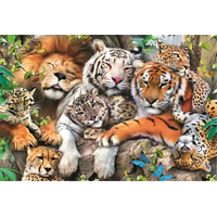 TREFL Wood Craft Origin puzzle Divoké mačky v džungli 501 dielikov