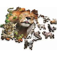 TREFL Wood Craft Origin puzzle Divoké mačky v džungli 501 dielikov