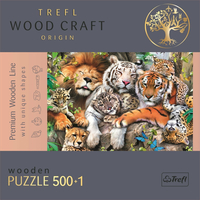 TREFL Wood Craft Origin puzzle Divoké mačky v džungli 501 dielikov