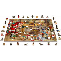 WOODEN CITY Drevené puzzle Santova dielňa 2v1, 1010 dielikov EKO