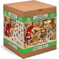 WOODEN CITY Drevené puzzle Santova dielňa 2v1, 1010 dielikov EKO