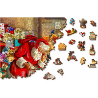 WOODEN CITY Drevené puzzle Santova dielňa 2v1, 1010 dielikov EKO