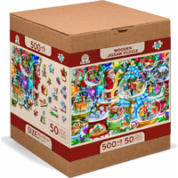 WOODEN CITY Drevené puzzle Vianočné snežítka 2v1, 505 dielikov EKO