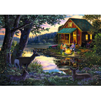 WOODEN CITY Drevené puzzle Večer v dome pri jazere 2v1, 505 dielikov EKO