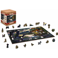 WOODEN CITY Drevené puzzle Večer v dome pri jazere 2v1, 505 dielikov EKO