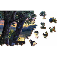 WOODEN CITY Drevené puzzle Večer v dome pri jazere 2v1, 505 dielikov EKO