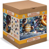 WOODEN CITY Drevené puzzle Vesmírna Odyssea 2v1, 2000 dielikov EKO