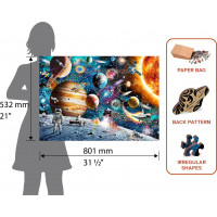 WOODEN CITY Drevené puzzle Vesmírna Odyssea 2v1, 2000 dielikov EKO