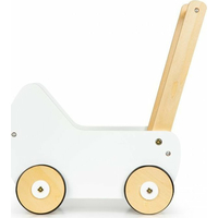 ECOTOYS Drevený vozík pre bábiky biely