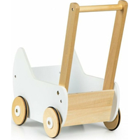 ECOTOYS Drevený vozík pre bábiky biely