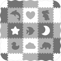 ECOTOYS Penové puzzle Zvieratá a tvary čierna-biela SX s okrajmi