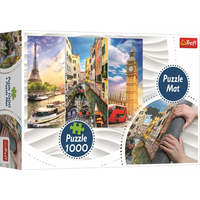 TREFL Puzzle Koláž miest Paríž-Benátky-Londýn 1000 dielikov + Podložka pod puzzle