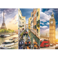 TREFL Puzzle Koláž miest Paríž-Benátky-Londýn 1000 dielikov + Podložka pod puzzle