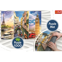 TREFL Puzzle Koláž miest Paríž-Benátky-Londýn 1000 dielikov + Podložka pod puzzle