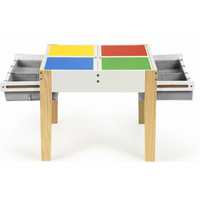 ECOTOYS Detský drevený stôl s hracou doskou a dvoma stoličkami