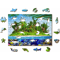 WOODEN CITY Drevené puzzle Exotický ostrov pokladov 2v1, 200 dielikov EKO