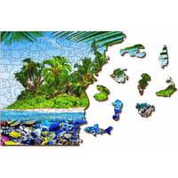 WOODEN CITY Drevené puzzle Exotický ostrov pokladov 2v1, 200 dielikov EKO