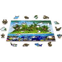 WOODEN CITY Drevené puzzle Exotický ostrov pokladov 2v1, 200 dielikov EKO