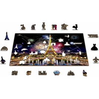 WOODEN CITY Drevené puzzle Nočný Paríž 2v1, 75 dielikov EKO