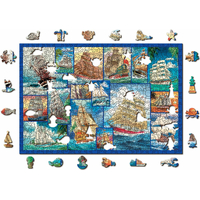 WOODEN CITY Drevené puzzle Plachetnica 2v1, 505 dielikov EKO