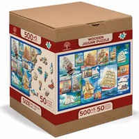 WOODEN CITY Drevené puzzle Plachetnica 2v1, 505 dielikov EKO