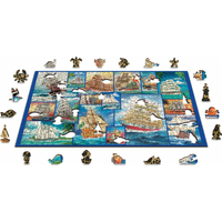WOODEN CITY Drevené puzzle Plachetnica 2v1, 505 dielikov EKO