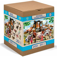 WOODEN CITY Drevené puzzle Život na farme 2v1, 200 dielikov EKO