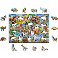 WOODEN CITY Drevené puzzle Zvieracie pohľadnice 2v1, 200 dielikov EKO