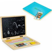 ECOTOYS Drevený notebook s magnetickým monitorom - modrý
