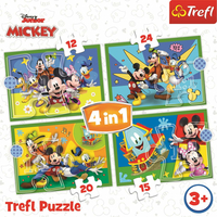 TREFL Puzzle Mickeyho klbko: S priateľmi 4v1 (12,15,20,24 dielikov)