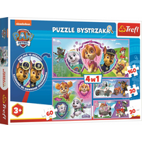 TREFL Puzzle s hľadaním rozdielov Tlapková patrola 4v1 (30,30,60,160 dielikov)