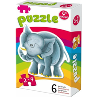 KUKURYKU Baby puzzle Zvieratká zo ZOO 6v1 (2-4 dieliky)