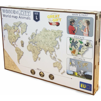 WOODEN CITY Drevená mapa so zvieratkami veľkosť L (83x55cm)