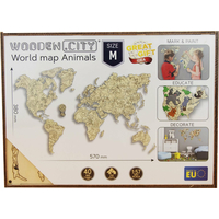 WOODEN CITY Drevená mapa so zvieratkami veľkosť M (57x38cm)
