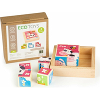 ECOTOYS Drevené kocky Zvieratká, 8 kociek