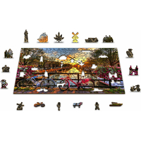 WOODEN CITY Drevené puzzle Kolesá v Amsterdame 2v1, 150 dielikov EKO