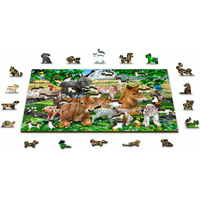 WOODEN CITY Drevené puzzle Škôlka na farme 2v1, 300 dielikov EKO